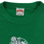 Nutmeg Mills Medium neck label inside the Celtics sweatshirt