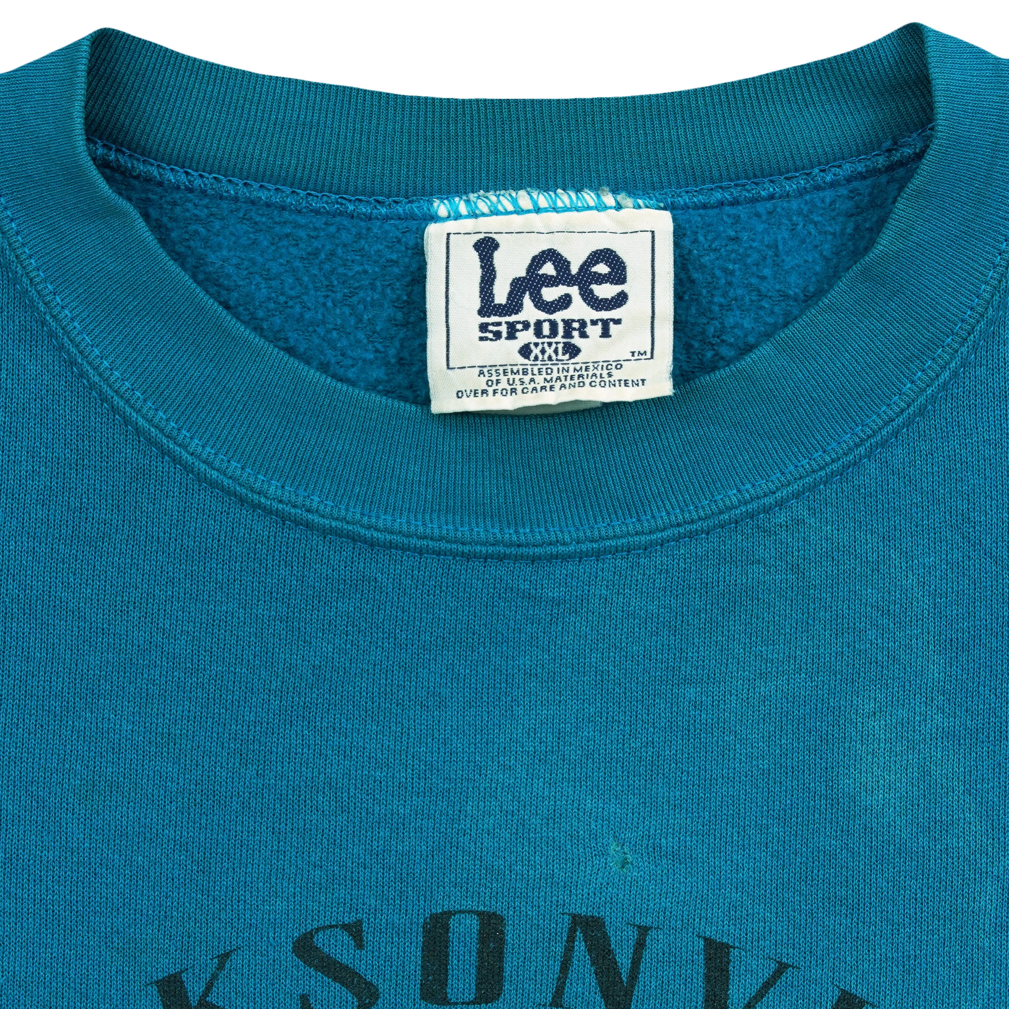 Lee Sport XX-Large label inside the teal Jaguars sweatshirt