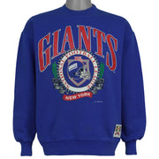 Blue New York Giants NFL sweatshirt front with large football crest graphic by Nutmeg, dated 1993