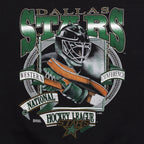 Close-up of the Dallas Stars hockey player and conference artwork