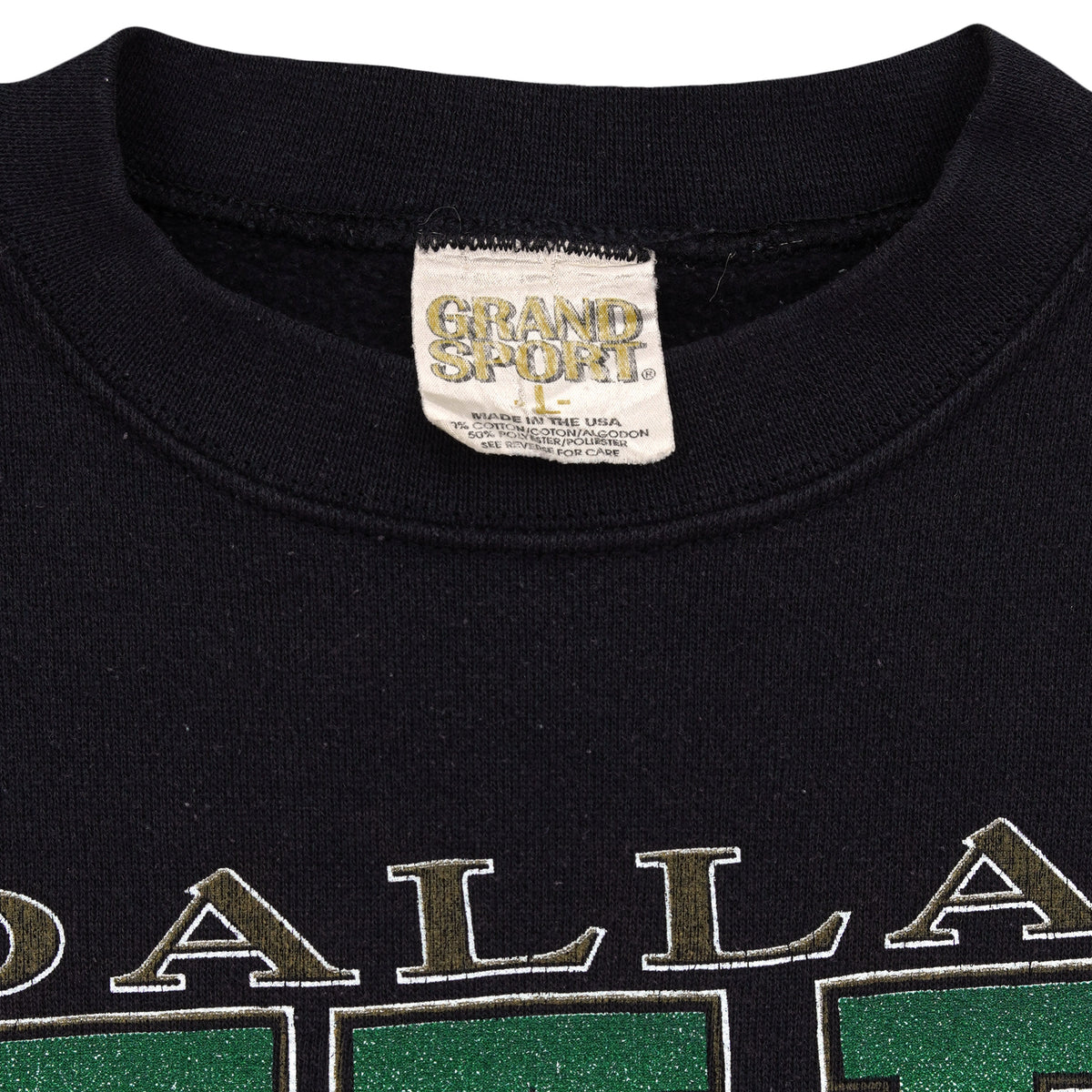 Grand Sport Large neck label inside the black Stars sweatshirt
