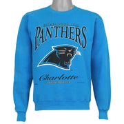 Blue Carolina Panthers NFL sweatshirt front with established 1995 logo graphic by Lee Sport