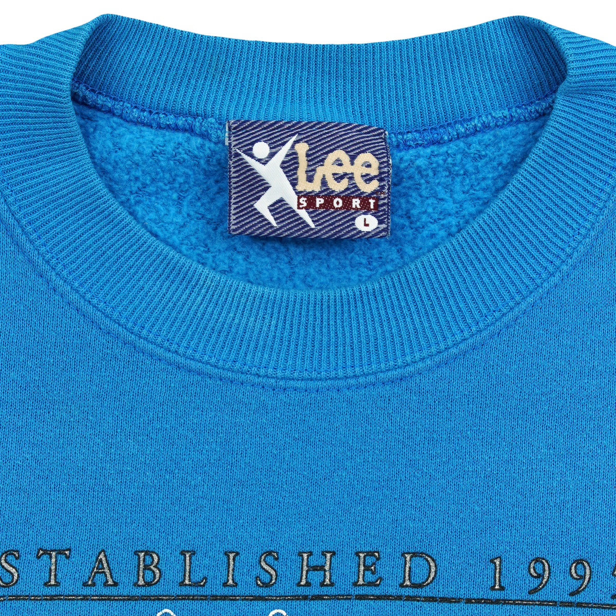 Lee Sport Large neck label inside the blue Panthers sweatshirt