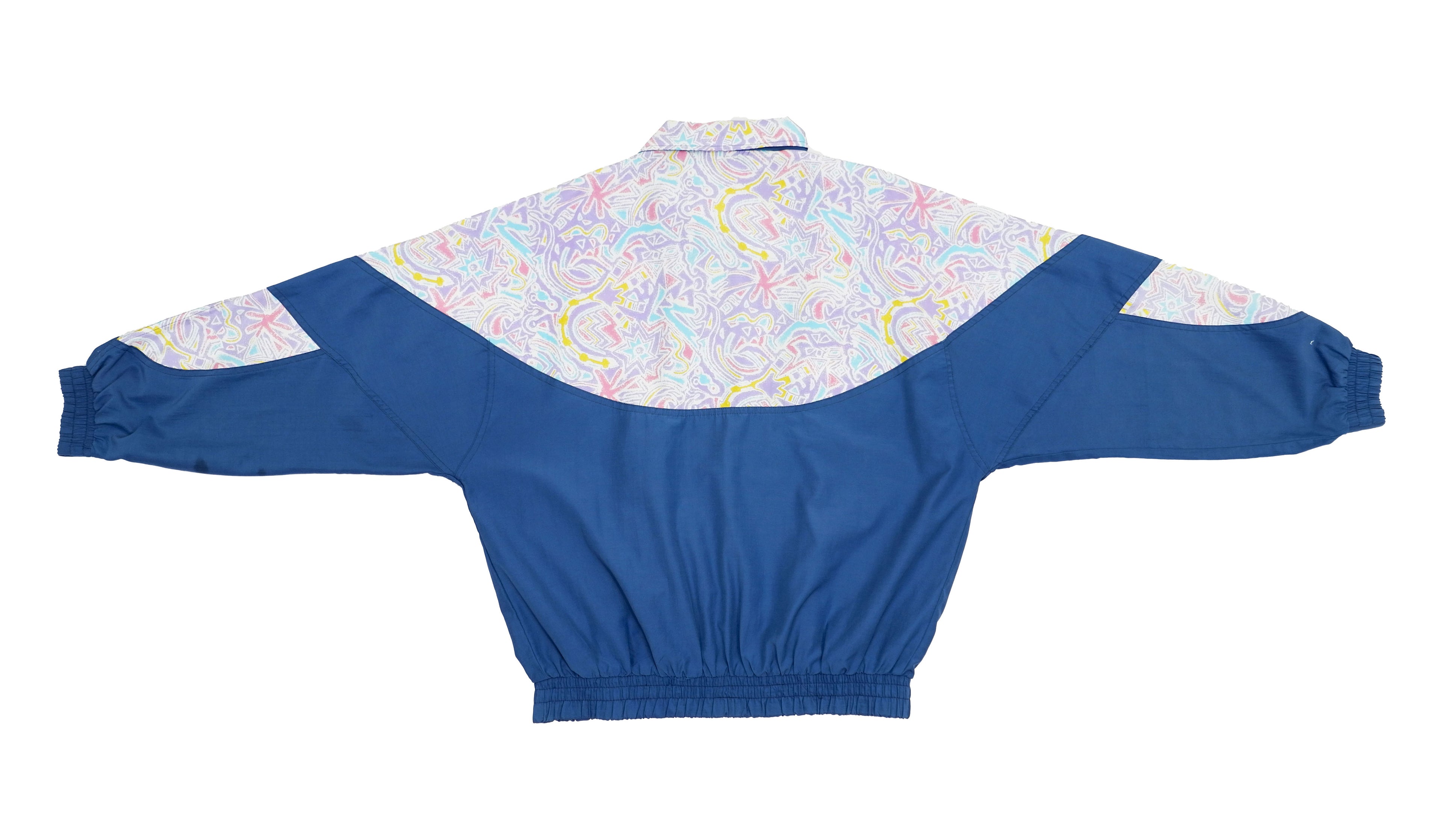 Puma - Blue Patterned Track Jacket 1990s X-Large