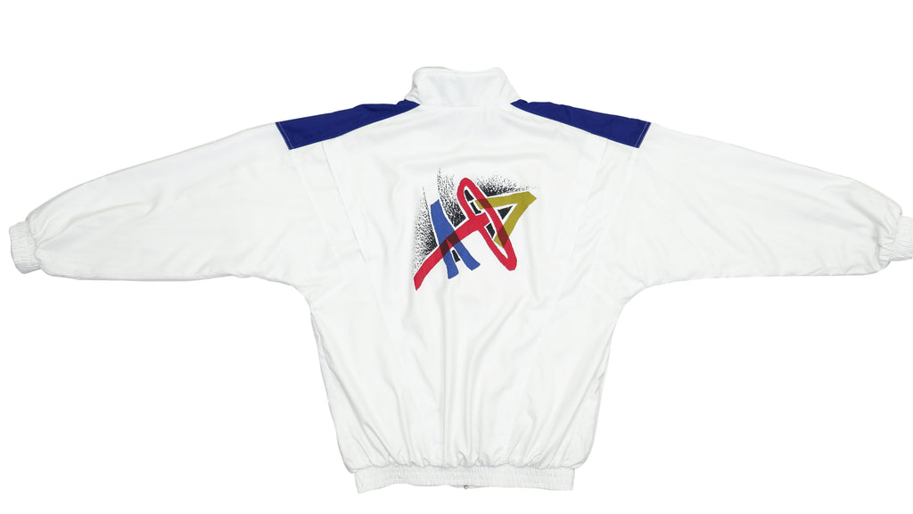 Adidas -  White with Blue Windbreaker 1990s Large Vintage Retro