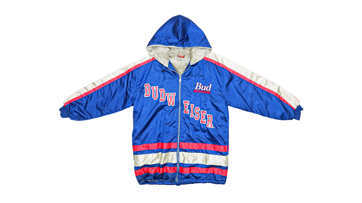 Budweiser - Blue Budweiser Spell-Out Jacket 1990s Large Vintage Retroo