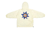 Vintage (Kensho Abe) - Cream 1/4 Zip Spell-Out Hooded Jacket 1990s Large Vintage Retro