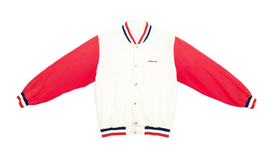Adidas - White & Red Button Up Baseball Jacket 1990s Medium