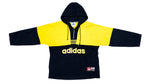 Adidas - Black & Yellow 1/4 Zip Hooded Sweatshirt 1990s Large