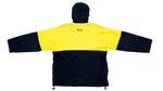 Adidas - Black & Yellow 1/4 Zip Spell-Out Hooded Sweatshirt 1990s Large Vintage Retro