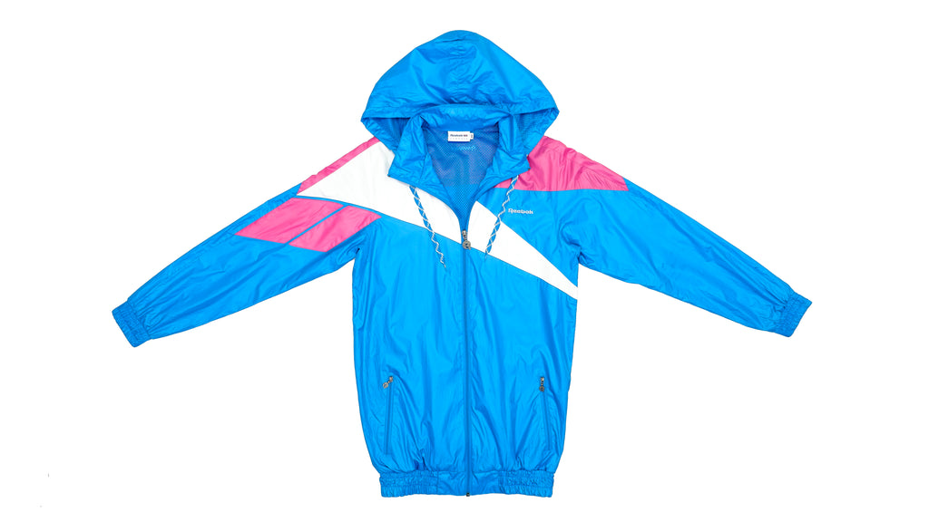 Reebok - Blue and Pink Big Logo Windbreaker Small