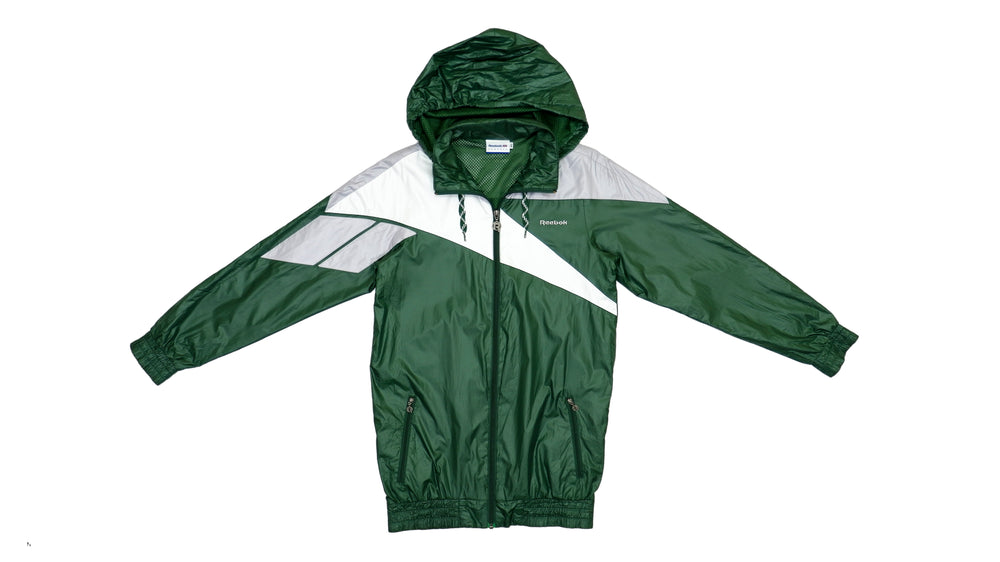 Reebok - Green and Silver Big Logo Windbreaker X-Small