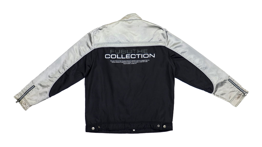 FUBU - Black & Silver Big Logo & Spell-Out Jacket 1990s Large Vintage Retro