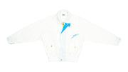FILA - White FILA Sport Biella Italia Bomber Jacket with Yellow Zipper Detail 1990s Medium