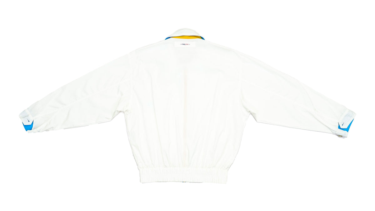 FILA - White FILA Sport Biella Italia Bomber Jacket with Yellow Zipper Detail 1990s Medium