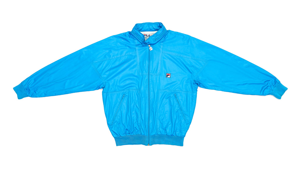 FILA - Sky Blue Bomber with Zip-Away Hood 1990s Medium