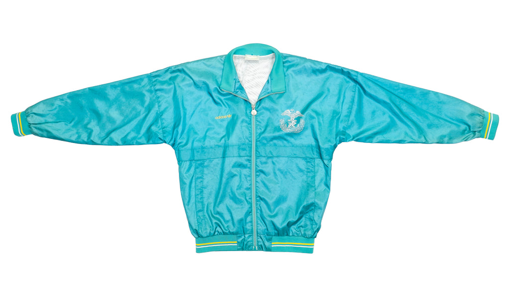 Adidas - Blue Zip Up Windbreaker 1990s Medium Vintage Retro