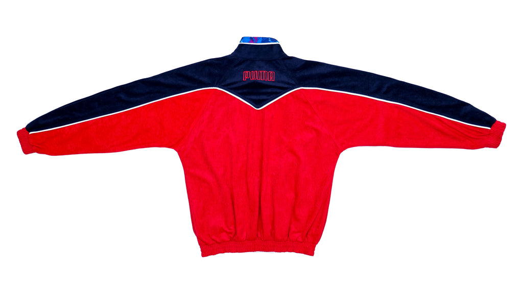 Puma - Red & Blue Velvet Track Jacket 1990s Small