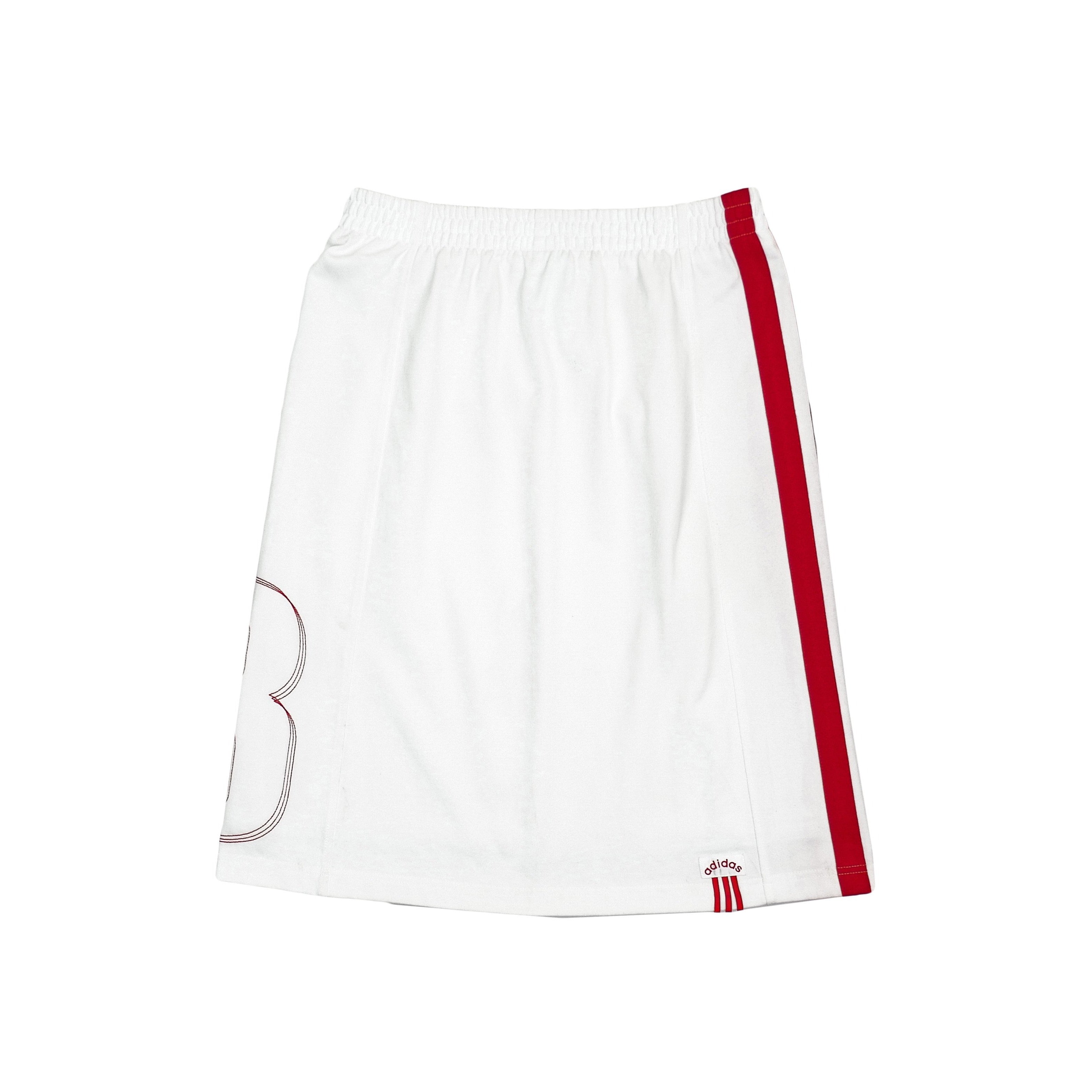 Adidas - White with Red Stripes Skirt 1990s Large Vintage Retro