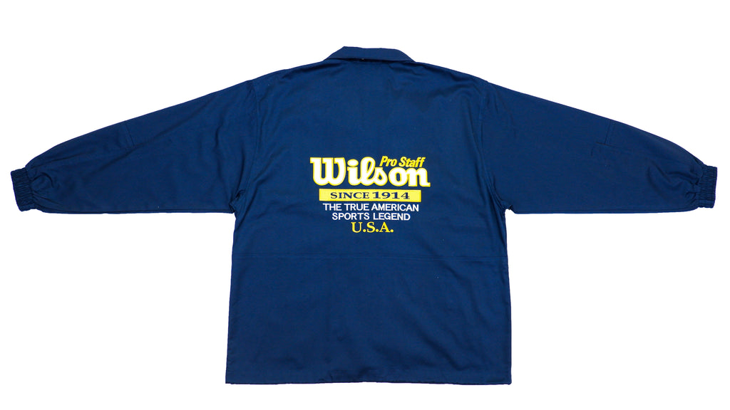 Wilson - Blue Big Spell-Out Windbreaker 1990s Large Vintage Retro