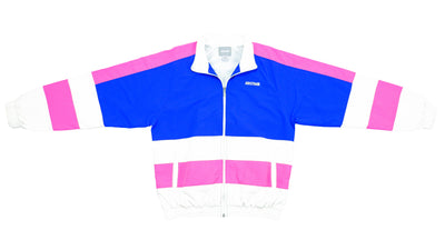 Asics - Blue, White & Pink Colorblock Windbreaker 1990s Medium