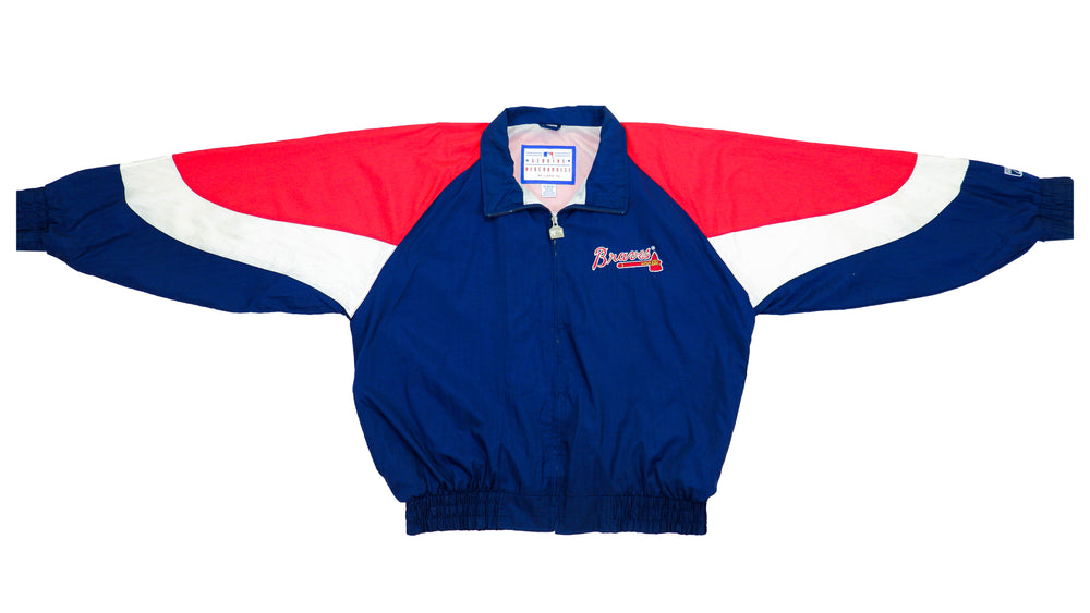MLB (Genuine Merchandise) - Atlanta Braves Spell-Out Windbreaker 1990s X-Large Vintage Retro Baseball