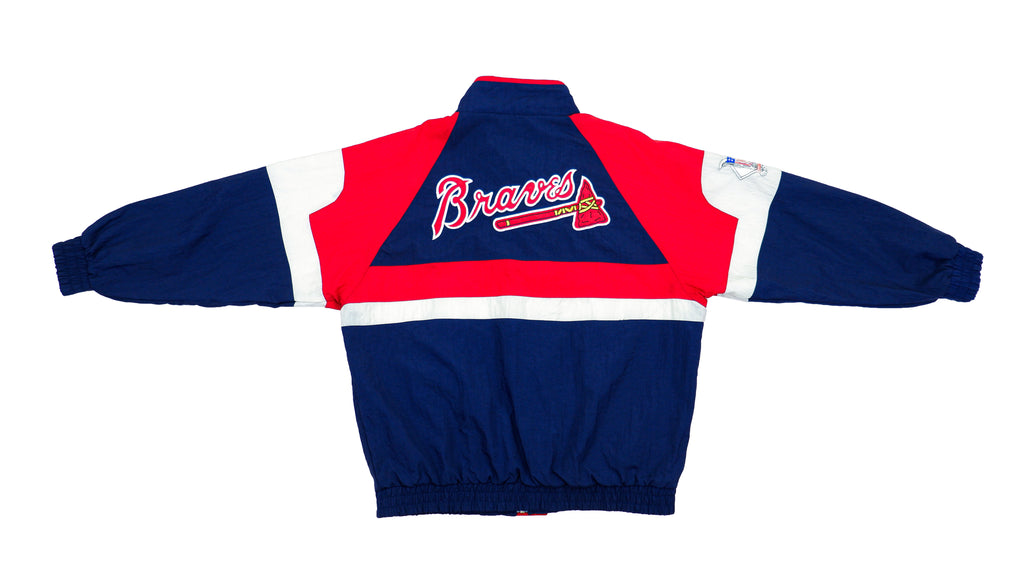 MLB (Apex One) - Atlanta Braves Spell-Out Windbreaker 1990s Large Vintage Retro Baseball