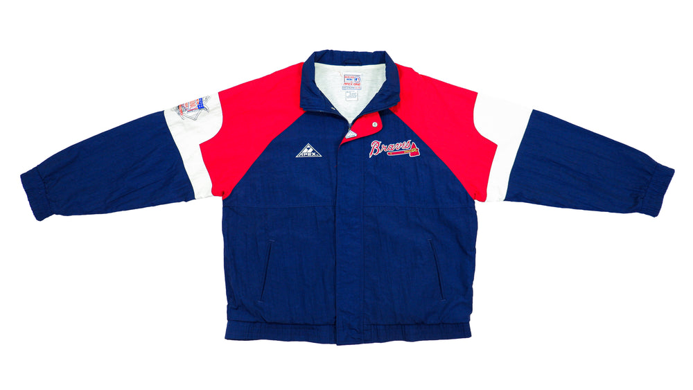 MLB (Apex One) - Atlanta Braves Spell-Out Windbreaker 1990s X-Large Vintage Retro Baseball