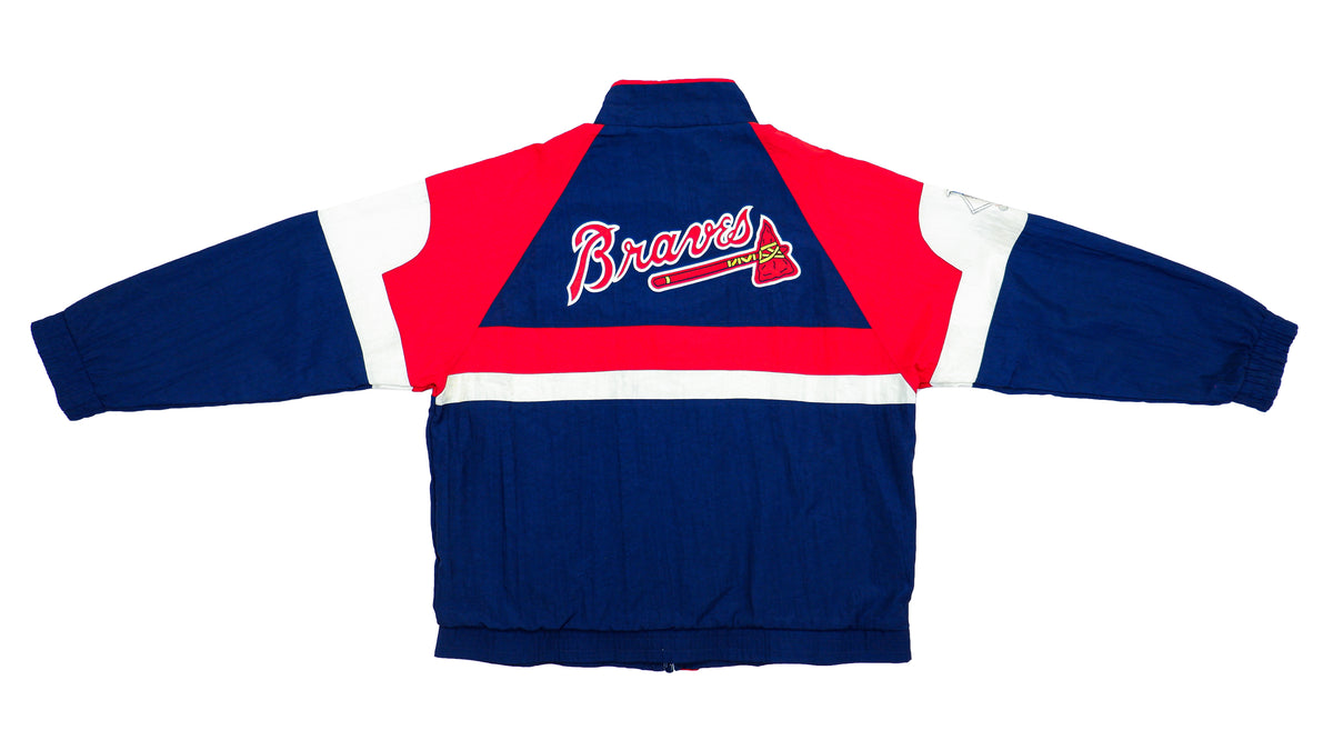 MLB (Apex One) - Atlanta Braves Spell-Out Windbreaker 1990s X-Large Vintage Retro Baseball