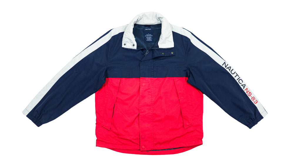 Nautica - Blue & Red Sailing Windbreaker 1990s Large Vintage Retro