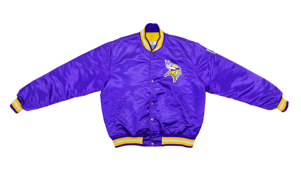Starter - Minnesota Vikings  Big Logo Satin Jacket 1990s Large Vintage Retro Football