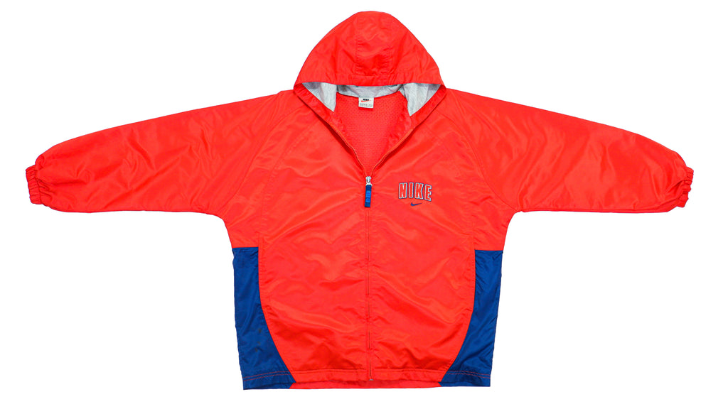 Nike - Red Hooded Windbreaker 1990s Large Vintage Retro