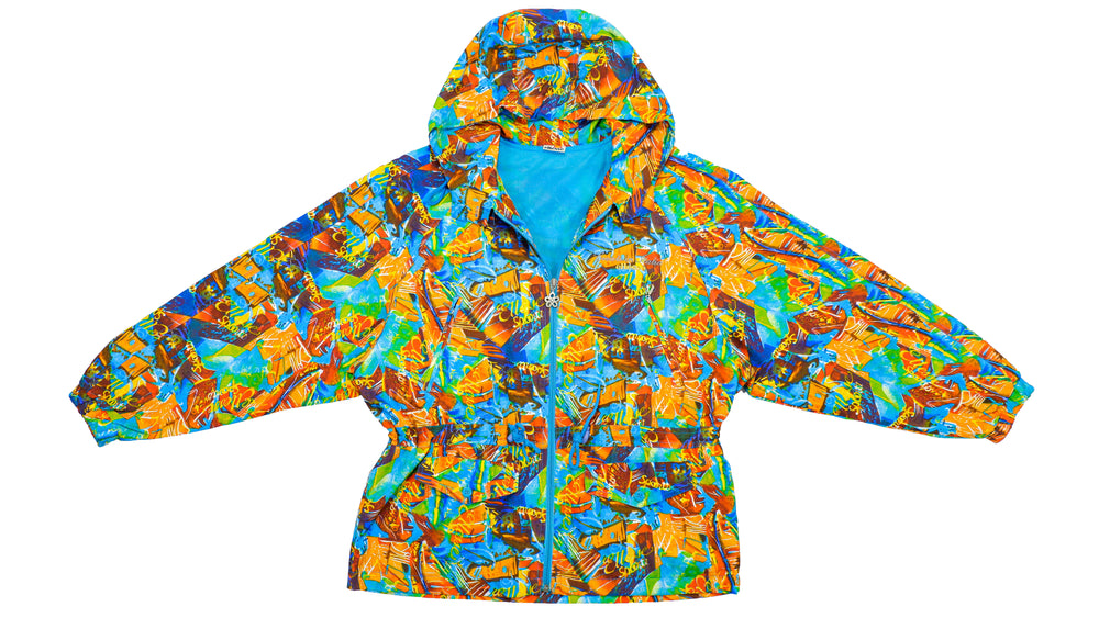 Ellesse - Blue & Orange Crazy Pattern Ski Jacket 1990s Medium Vintage Retro