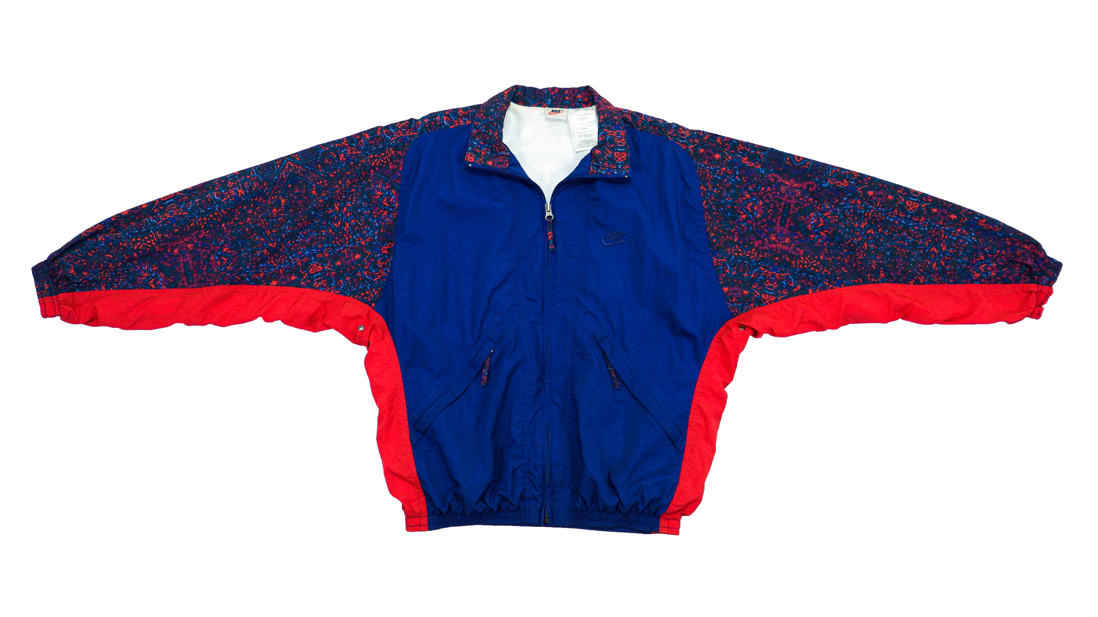 Nike - Blue & Red Patterned Windbreaker 1990s Medium Vintage Retro