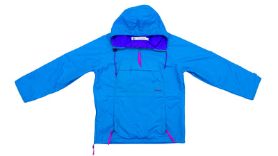 Columbia - Blue 1/4 Zip Hooded Windbreaker 1990s Medium