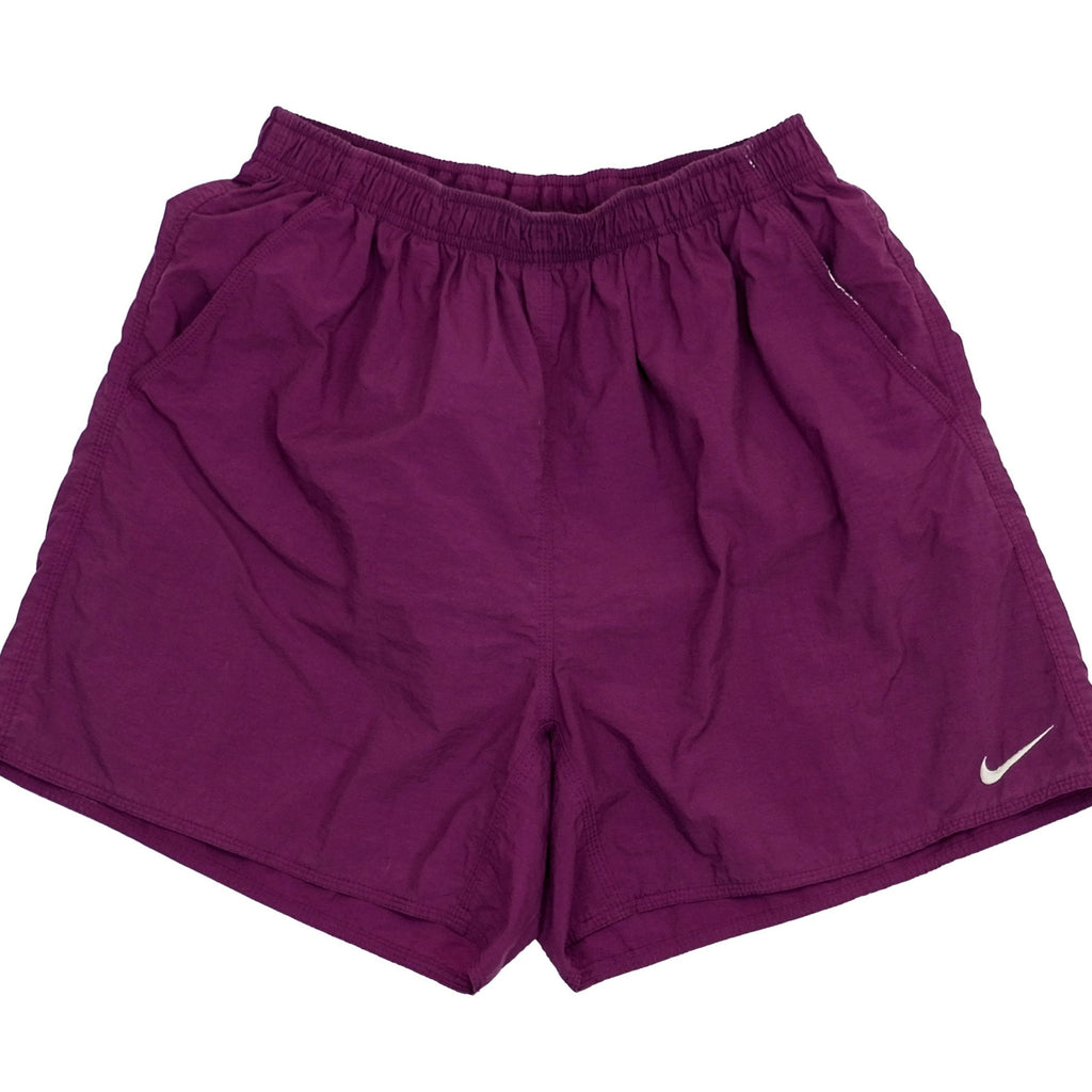 Nike - Burgundy Track Shorts 1990s Medium