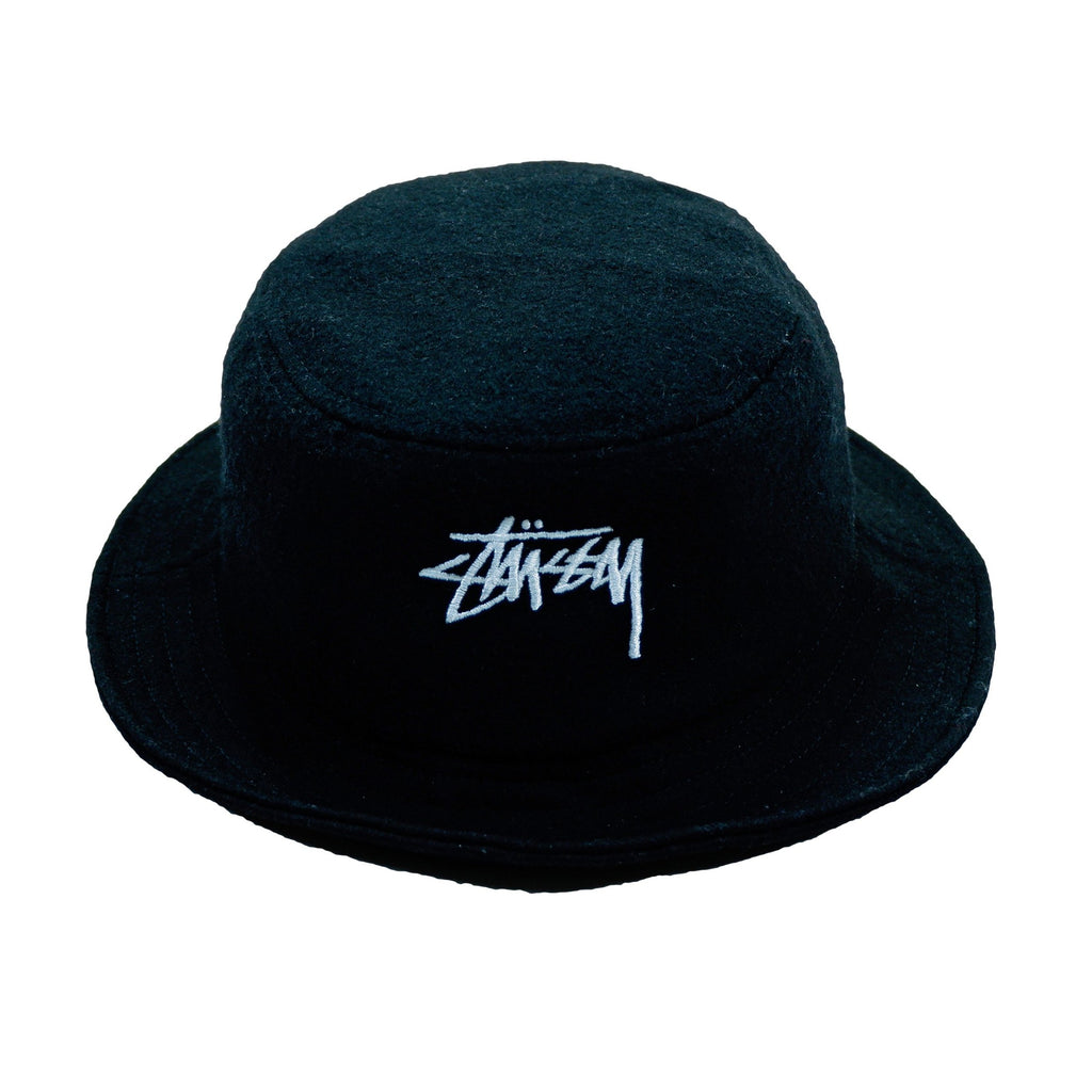 Stussy - Black Bucket Hat Fitted Vintage Retro