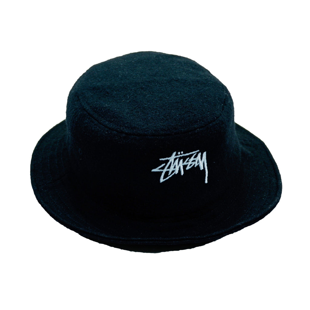 Stussy - Black Bucket Hat Fitted Vintage Retro
