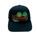 Vintage (Budweiser) - Black Embroidered Snap Back Hat 1990s Adjustable Vintage Retro