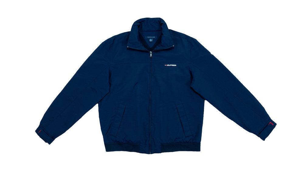 Tommy Hilfiger - Blue Harrington Spell-Out Jacket Medium Vintage Retro