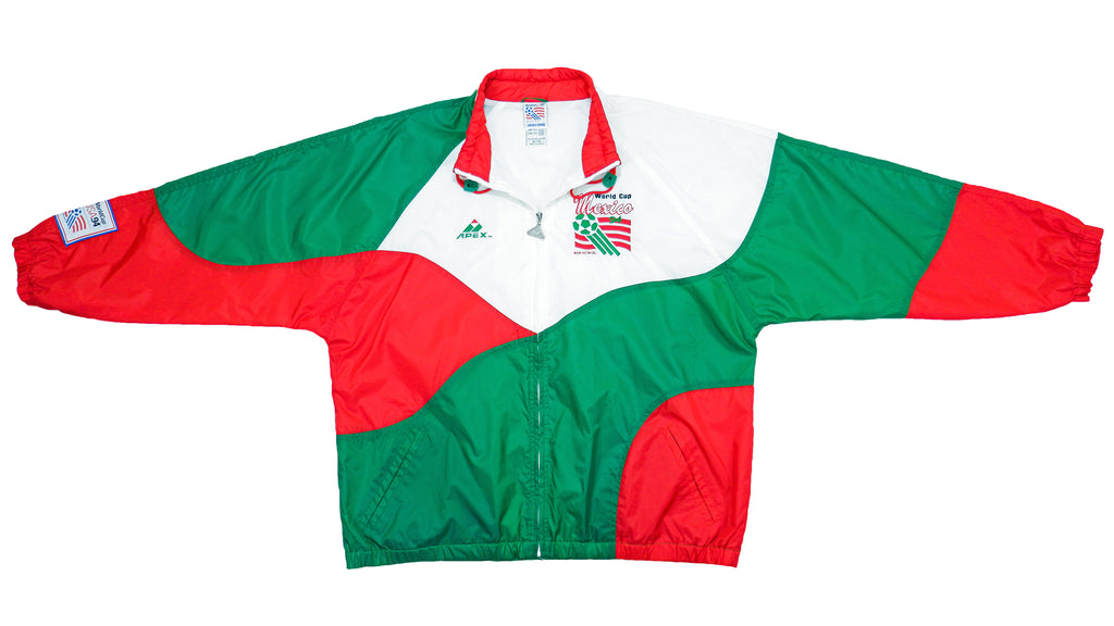 Vintage (Apex One) - Green, Red and White World Cup USA 94 - Mexico Windbreaker 1990s X-Large Vintage Retro Football