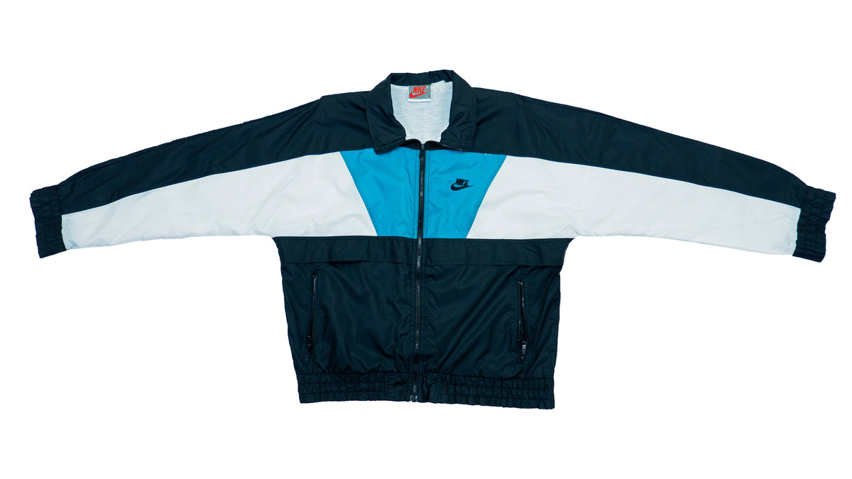 Nike - Black & White Colorblock Windbreaker 1990s Large Vintage Retro