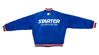 Starter - Black & Blue Reversible Satin Jacket 1990s Large