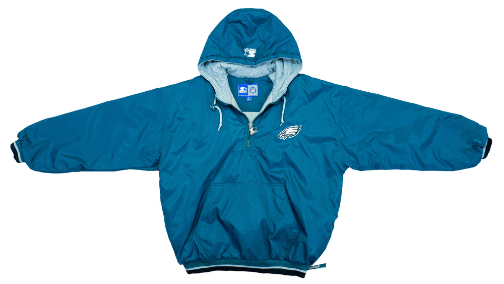 Starter - Philadelphia Eagles 1/4 Zip Hooded Windbreaker 1990s X-Large Vintage Retro Football