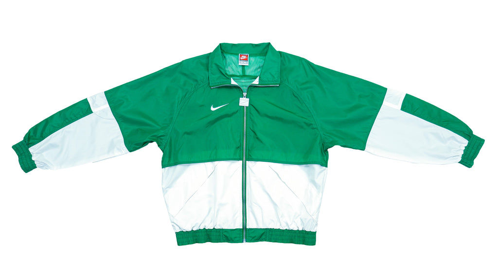 Nike - Green & White Colorblock Windbreaker 1990s Medium Vintage Retro