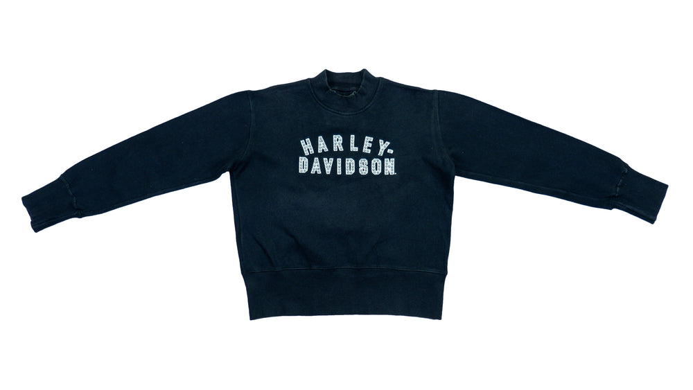 Harley Davidson - Black Spell-Out Sweatshirt 1990s Medium Vintage Retro