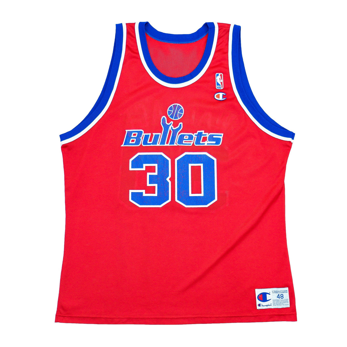 Champion - Washington Bullets Wallace #30 Jersey 1990s Large (48) Vintage Retro Basketball NBA