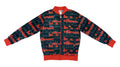 Ellesse - Logo-Patterned Red & Black Zip-Up 2000s Large