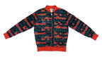Ellesse - Logo-Patterned Red & Black Zip-Up 2000s Large