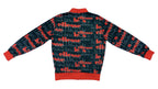 Ellesse - Logo-Patterned Red & Black Zip-Up 2000s Large